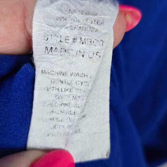 Mother Bee Royal Blue Maternity Nursing Maxi Dress | Faux Wrap Jersey Knit Comfy - Picture 8 of 10